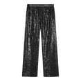 thumbnail image 5 of HULIJA Kids Girls Sequin Modern Jazz Dance Pants Disco Party Flared Trousers Wide Leg Bell Bottoms Black 10, 5 of 7