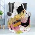 thumbnail image 4 of Fashion Soft Flannel Fleece Blanket, Lady with Vintage Hat Posing in Front of Tramway Sketch Retro Romantic Art, Cozy Plush for Indoor and Outdoor Use, 60" x 80", Orange Black Pink, by Ambesonne, 4 of 5