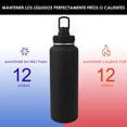 thumbnail image 3 of 1100ML Botella Térmica，Hisemy Termo de Acero Inoxidable sin BPA，100% a prueba de fugas, aislamiento de doble pared，para Agua Fría (24 horas) o Caliente (12 horas), 3 of 7