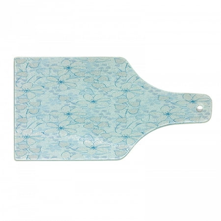 

Blue Cutting Board Abstract Flowers with Heart Shaped Leaves Romantic Fresh Beauty in Nature Tempered Glass Cutting and Serving Board Wine Bottle Shape Pale Blue Aqua White by Ambesonne
