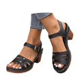 thumbnail image 3 of IWRICH Low Chunky Heels for Women ​dressy Wedge Platform Sandals ​summer Casual Footwear ​with Adjustable Straps Black 9.5, 3 of 9
