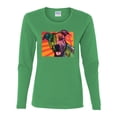 thumbnail image 2 of Cute Smiling Neon Pitbull Dog Breed Dog Lover Womens Graphic Long Sleeve T-Shirt, Kelly, 2XL, 2 of 3