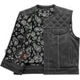 thumbnail image 4 of First Mfg Co - Downside - Men's Motorcycle Biker Riding Black White Leather Vest - 2X Large, 4 of 5