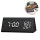 thumbnail image 1 of Reloj despertador digital de madera con 3 configuraciones de alarma, pantalla electrónica de hora, 3 niveles de brillo y temperatura, ideal para el dormitorio, mesita de noche y oficina (Negro), 1 of 5
