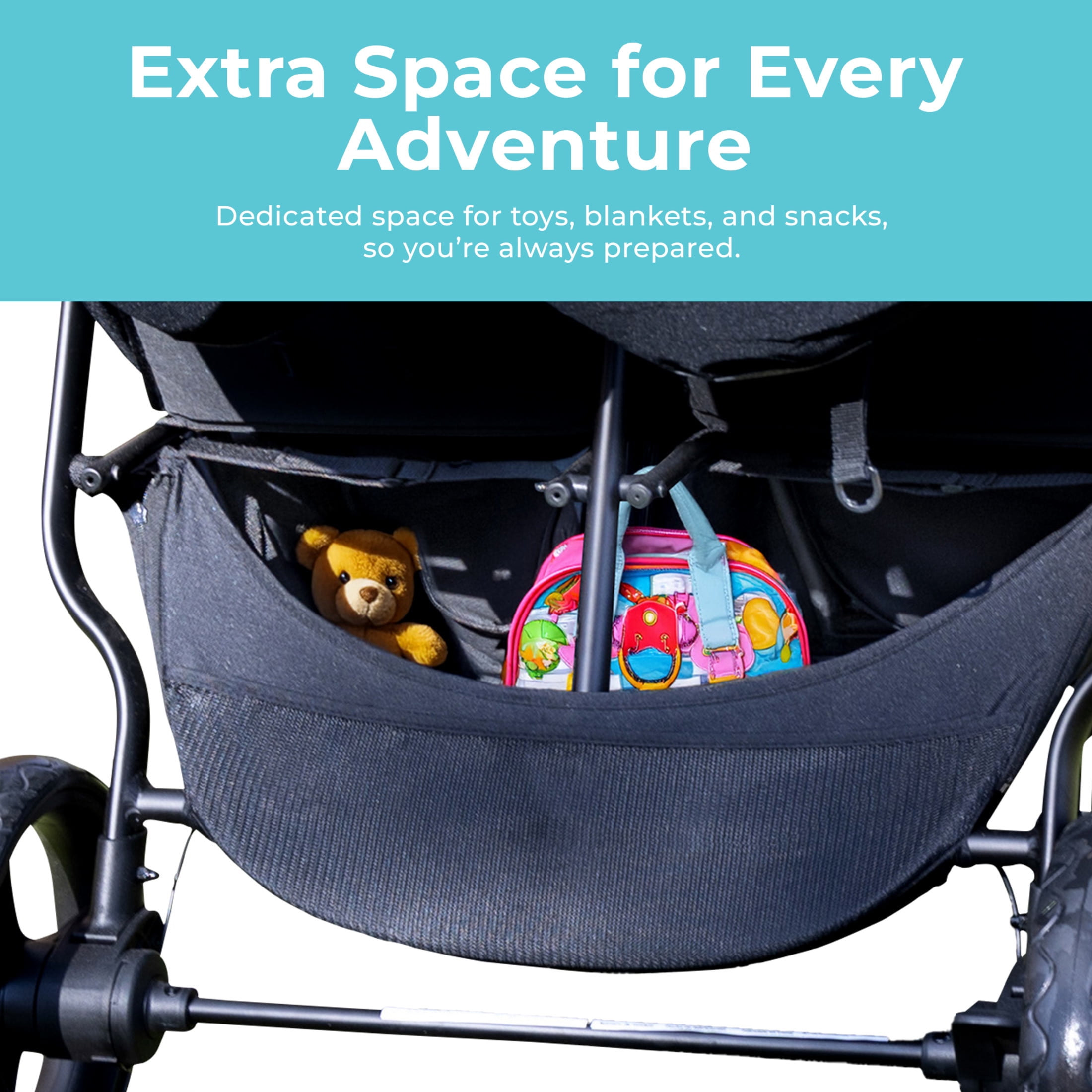Foundations Gaggle Roadster Duo Side-by-Side Double Lightweight Stroller, Reclining Seats with Canopy, Black