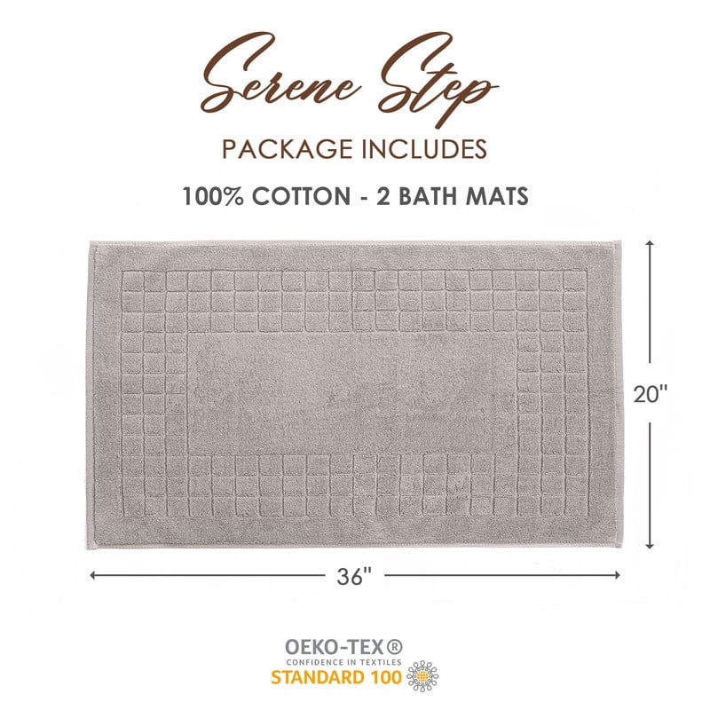 Evimpex Bath Mats, 20 x 36 Inches, 2pcs/set, 100% Ring Spun Cotton - Highly Absorbent, Quick-Dry, Soft, and Machine Washable Shower Bathroom Floor Mat for Home Use