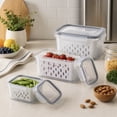 thumbnail image 2 of Fruit and Vegetable Storage Containers for Fridge, 3-in-1 Fresh Keeping Box with Lid and Colander, Multi-Size Produce Storage Bins for Kitchen Organization, 2 of 8