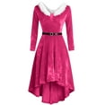 thumbnail image 6 of Stamzod 2025 Xmas Party Dresses for Women Long Sleeve Velvet Christmas Dress Holiday High Low Winter Dresses for Women 2025 Hot Pink L, 6 of 7