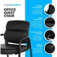 thumbnail image 4 of Leather Guest Chair with Padded Arms, Reception Meeting Conference Waiting Room Lobby Home Desk Big and Tall Executive Office Chair, Black (1 Pack), 4 of 7