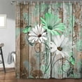 thumbnail image 3 of Farmhouse Flower Floral Shower Curtain, Rustic Green Daisy Shower Curtain Set, Country Green Wild Garden Plant Fabric Shower Curtain with Hooks, Brown Wooden Board Bathroom Curtain, 72X84inch, 3 of 5
