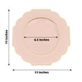 thumbnail image 3 of Efavormart 10 Pack | 11" Blush/Rose Gold Hard Plastic Dinner Plates, Disposable Tableware, Baroque Heavy Duty Plates with Gold Rim, 3 of 10