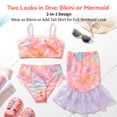 thumbnail image 5 of Girls Swimsuits 3PCs Mermaid Bikini Set Fish Tail Skirt Ruffled Bathing Suit Cosplay Swimwear for Kids Sizes 3T, 5 of 9