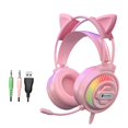thumbnail image 1 of MERIGLARE Gaming Over-Ear 3.5mm Headsets Earphone with Microphone, Wide Compatibility - 3.5mm Pink with ear, 1 of 9