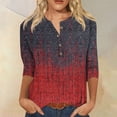 thumbnail image 4 of 3/4 Sleeve Shirts for Women Cotton Summer Floral Print Tunic Summer Tops for Women Plus Size Crewneck Slim Fit Half Sleeve Womens Oversized Tshirts 3/4 Spring Blouses for Women 2023 Office, 4 of 5