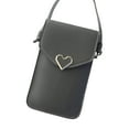 thumbnail image 1 of Babibeauty Phone Purse Fine Workmanship Large Capacity Faux Leather Heart Shape Buckle Cossbody Bag for Travel,Dark Gray, 1 of 8