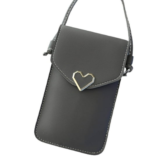 Sinhoon Phone Purse Fine Workmanship Large Capacity Faux Leather Heart Shape Buckle Cossbody Bag for Travel