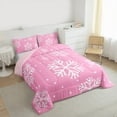 thumbnail image 4 of Manfei Girly Pink Snowflake Bedding Comforter Set, Merry Christmas Twin Comforter Sets, Teens Boys Girls Kids Reversible Bedding Set, Lightweight Room Decor, 2pcs, 4 of 9