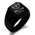 thumbnail image 1 of Stainless Steel Serpentine King Cobra Engraved Square Flat Top Biker Style Polished Ring, 1 of 1