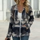 thumbnail image 1 of Puntoco moda mujer manga larga cremallera frente abierto suelta prendas de vestir exteriores blusa estampada abrigo Tops bolsillos blusa con capucha liquidación Puntoco Puntoco-6065, 1 of 8