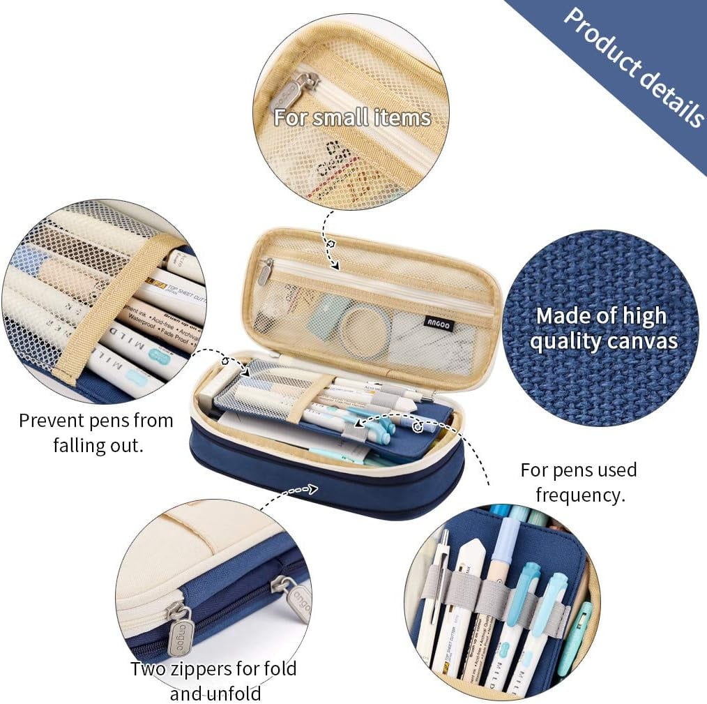 EASTHILL Large Capacity Pencil Case, Light Blue