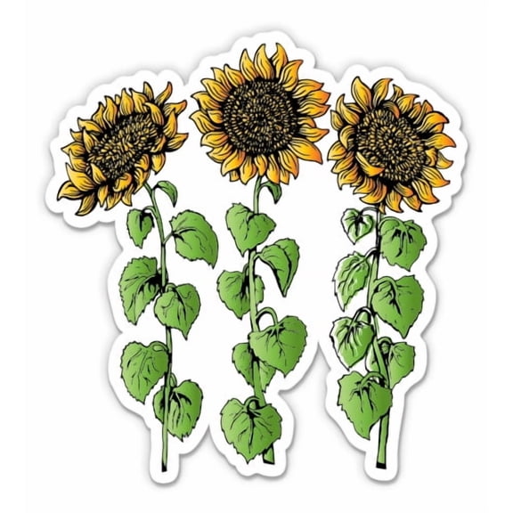 Sunflowers Field Pretty - 3" Vinyl Sticker - For Car Laptop I-Pad Phone Helmet Hard Hat - Waterproof Decal