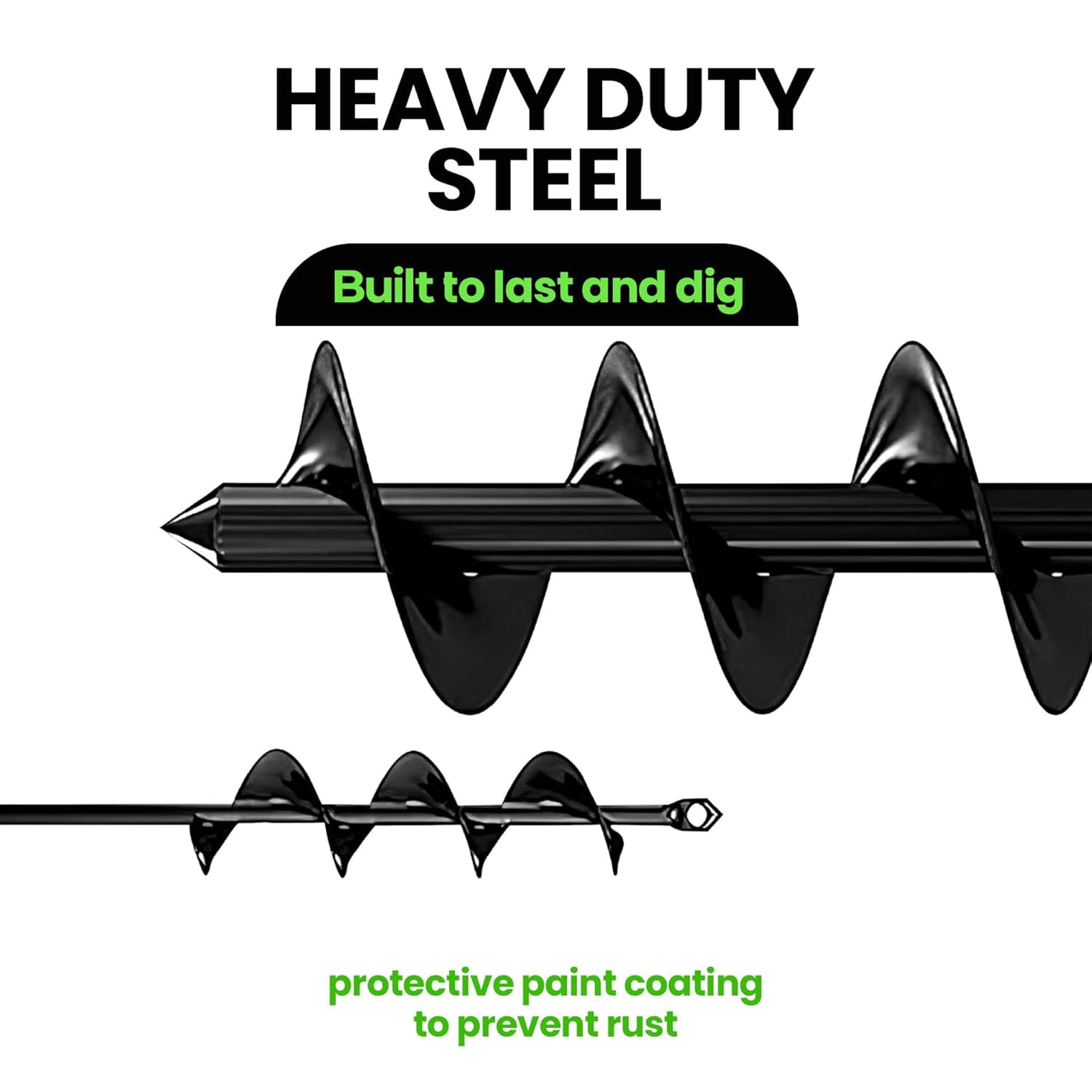 A house of tools Auger Drill Bit for Planting 2 Pack 1.6 x 16 Inch & 3.5 x 16 Inch Set – Garden Spiral Hole and Bulb Planter Tool for Umbrella Holes - Compatible with 3/8 Inch Hex Drive