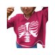 thumbnail image 4 of VISgogo Suéteres con cuello en V para mujer, blusas de punto holgadas con estampado de esqueleto clásico de manga larga VISgogo moda, 4 of 5