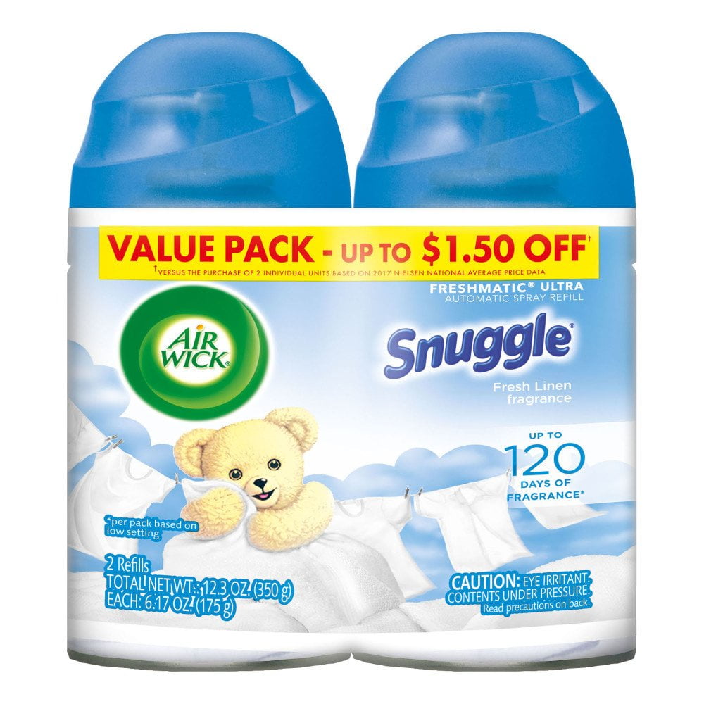 3 Pack Air Wick Spray Snuggle Fresh Linen Scent, Twin Refills, 6.17 oz