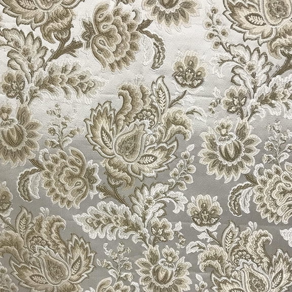 Decora Furnishings Luxurious Premium Vintage Jacquard Fabric for Upholstery, Window Treatments and Craft - 54 inches Width - Fabric by The Yard (Cream)