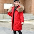 thumbnail image 5 of XXWXYD Girls Thick Winter Coat with Fu𝗋ry Collar Hood Big Kids Solid Color Zipper Button Jacket Windproof Warm, 5 of 8