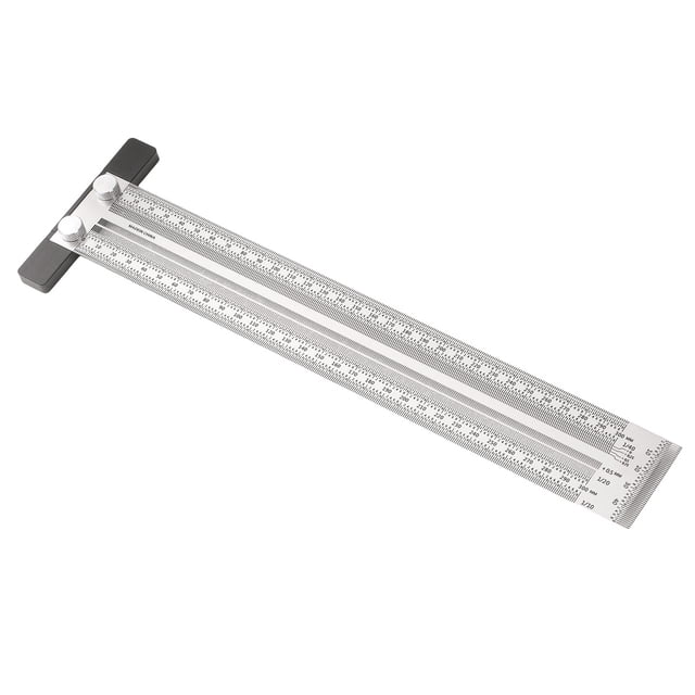 High-Precision Scale Ruler Marking Ruler T-Type Hole Ruler Right Angle Ruler Multifunctional Stainless Woodworking Scribing Mark Line Gauge Carpenter Measuring Tool