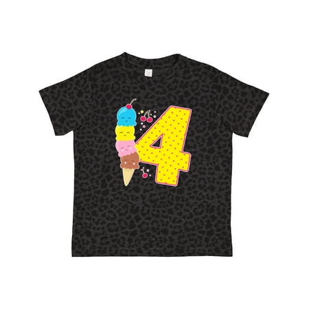 

Inktastic Ice Cream Fourth Birthday Pink Gift Toddler Boy or Toddler Girl T-Shirt