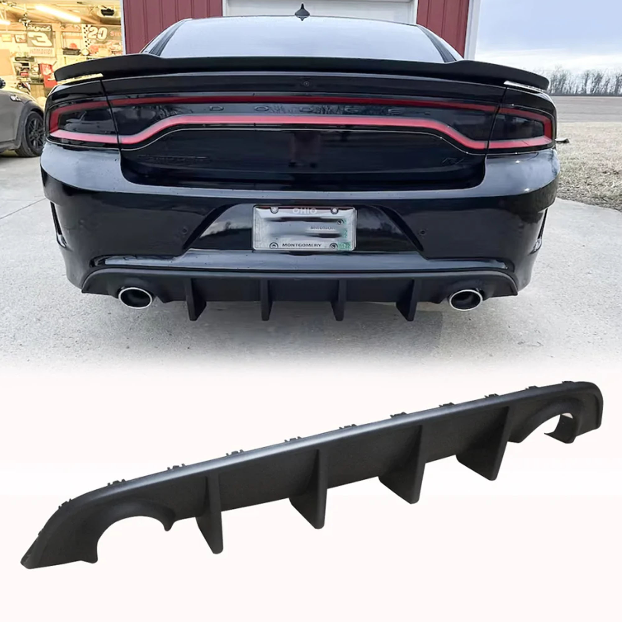 NINTE Rear Bumper Lip Diffuser for 20152022 Dodge Charger SRT Matte