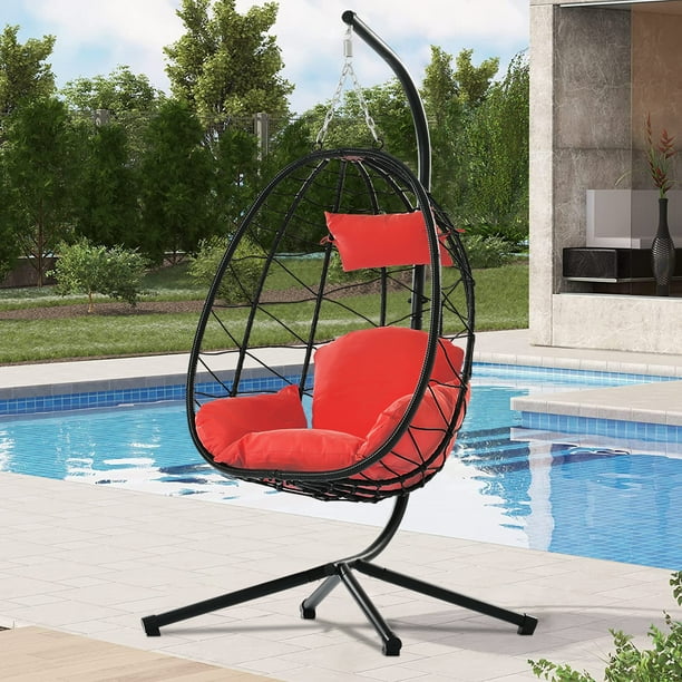 SYNGAR Indoor Outdoor Patio Wicker Hanging Chair, Swing Hammock Egg