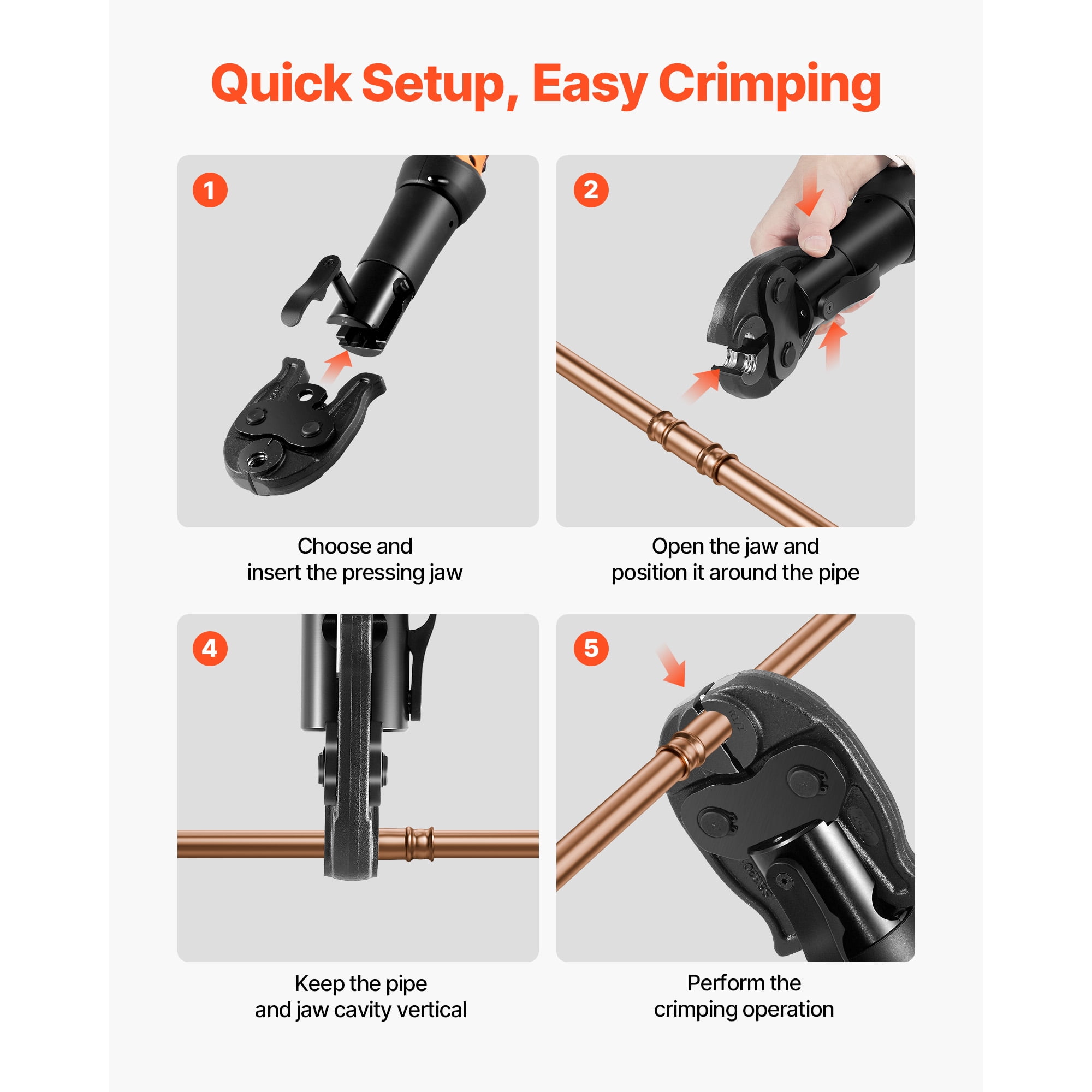 KFFKFF 1/2" Press Jaw for Compact Press Tools, Hardened Steel Construction for High-Pressure HVAC/R Applications - Compatible with 24KN Tools for Copper Pipe Connections