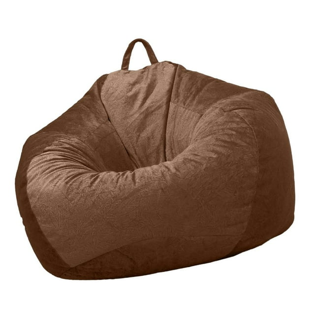 Cubierta de bolsa de frijol de para de peluche 60x70cm Marrón_3 Sunnimix funda de puff para niños