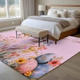thumbnail image 4 of Easter Bunny Area Rugs 5'x8', Washable Small Throw Rugs for Classroom Bedroom, Pink Rabbit Spring Flowers Leaves Rustic Plants Indoor Outdoor Rug Non-Slip Low Pile Carpet Runner Reversible Floor Mats, 4 of 8