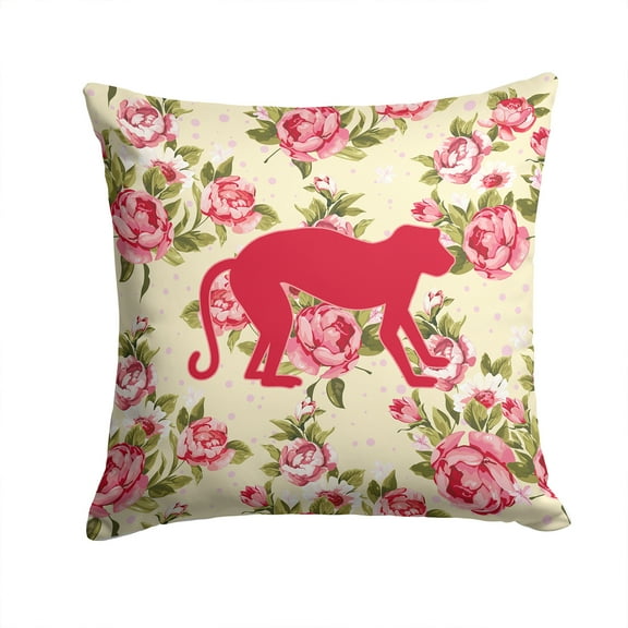 Monkey Shabby Chic Yellow Roses Fabric Decorative Pillow