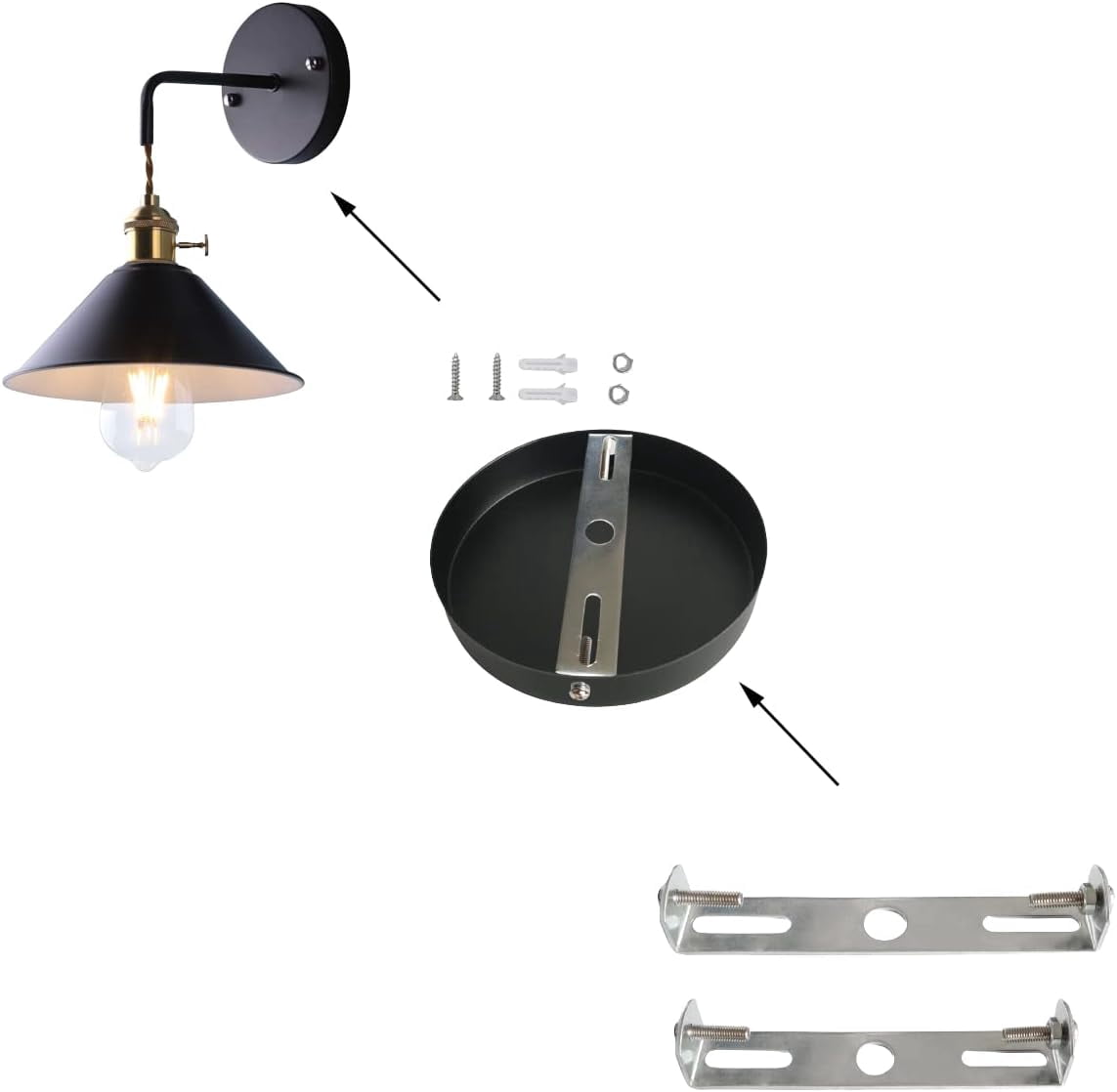 RGHJAR-8Pieces Light Fixture Mounting Bracket Crossbar Kit for Ceiling Pendant Wall Light Sconce Mounting Plate with Screws