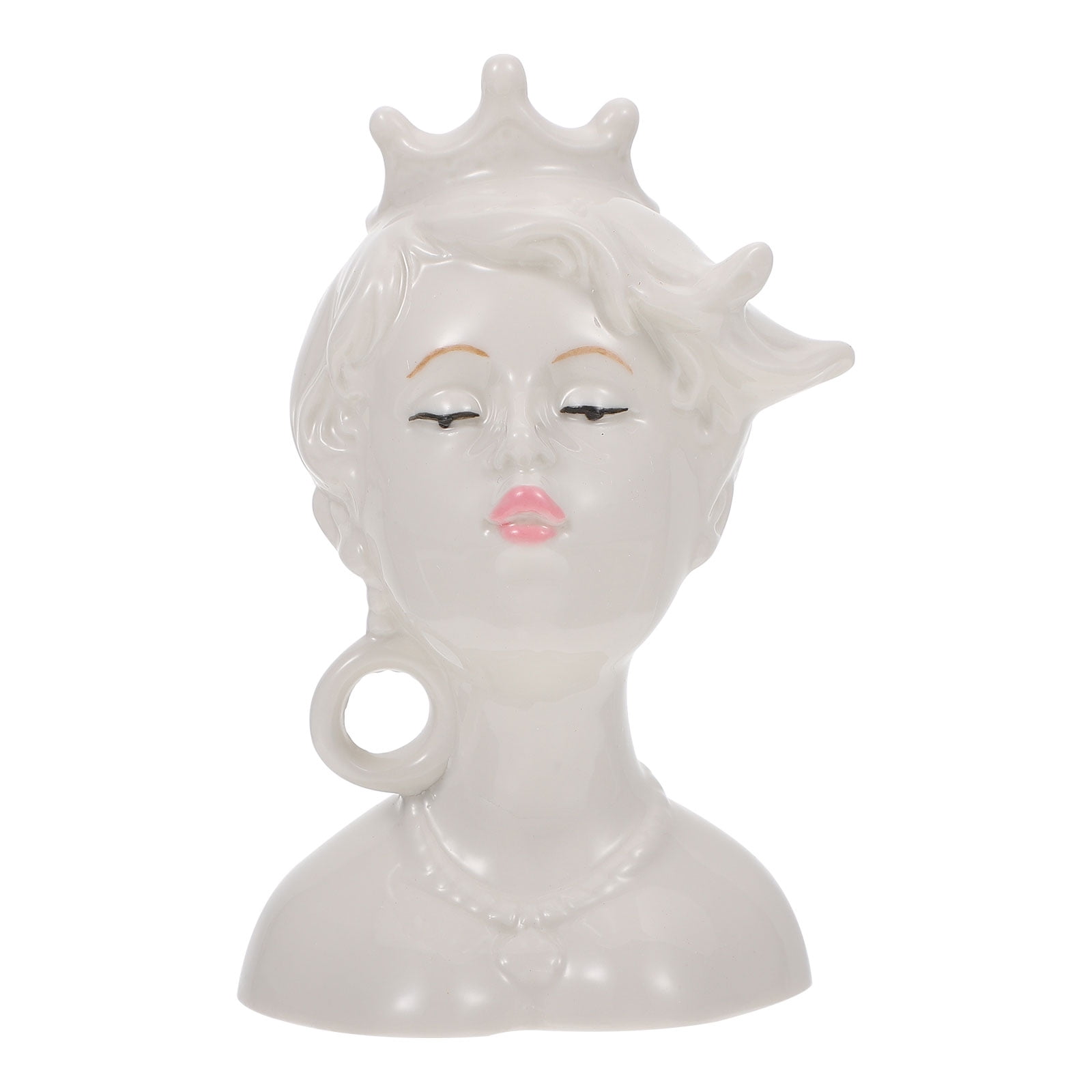 Rosarivae 1pc Creative Ceramic Craft Vase Face Modeling Vase Human Face Modeling Vase