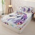 thumbnail image 2 of Erosebridal Dreamy Unicorn Zipper Full Size Comforter Sets with Fitted Sheet and 2 Pillowcases,Bohemian Floral Print Zipper Bedding Set,Lavender Purple,Reversible, 2 of 6