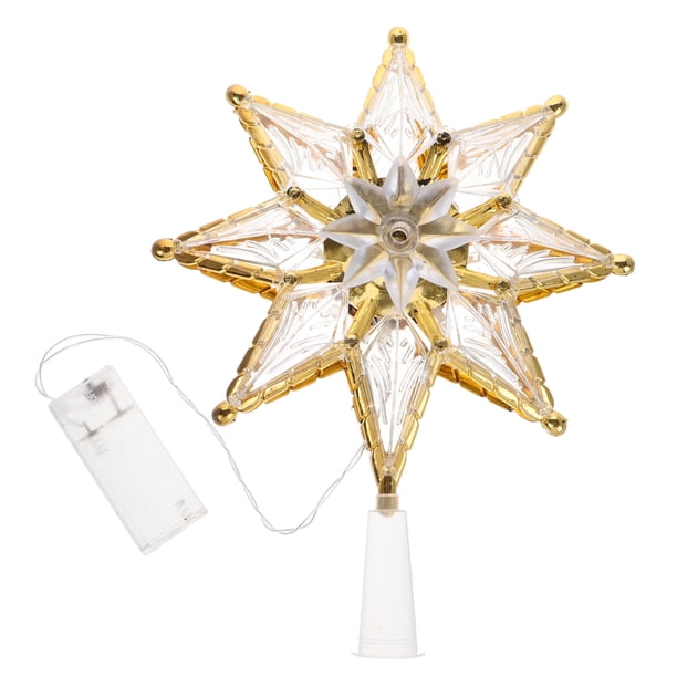 Estrella para la punta del árbol de Navidad con luces LED, adorno de estrella para la punta del árbol de Navidad, decoración de estrella para el árbol de Navidad con luz brillante