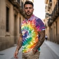 thumbnail image 3 of Binienty Colorful Tie-Dye Husband Wife Matching Shirts Stretchy Comfortable His and Hers Golf Shirts Zip Up Collar Short Sleeve Pullover for Tennis Hiking & Outdoor Sports, 3 of 7