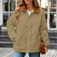 thumbnail image 4 of TKLPEHG Warm Coats for Women Winter Casual Quilted Jackets Fashion Comfy Long Sleeve Zipper Warm Padded Outwear (Khaki,M), 4 of 9