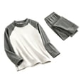 thumbnail image 2 of YunPes Unisex Kids Spring Fall Outfits Contrast Raglan Long Sleeve Pullovers & Pants Kids Soft Cozy Loungewear Set 2pcs, 2 of 4