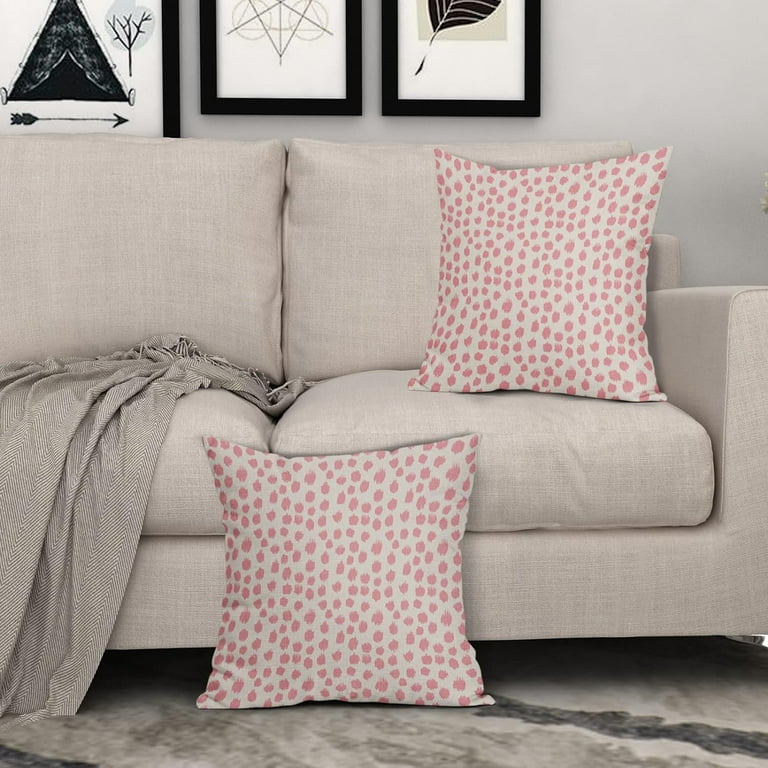 Pink Cream Pillow Covers 20x20 Set of 2 Boho Design Polka Dot Throw Pillows Modern Brush Strokes Print Decorative Pillowcase Square Cushion Cover Linen Case for Home Sofa Couch Bed Walmart