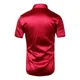 thumbnail image 4 of Camisa De Satén De Seda Morada Para Hombre, Manga Corta, Cor, 4 of 6
