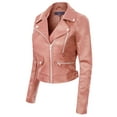 thumbnail image 2 of Made by Olivia Women's Long Sleeve Zipper Closure Moto Biker Faux Leather Jacket, 2 of 7