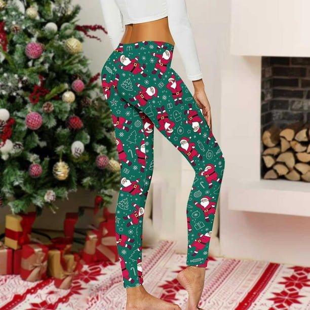 Deals of The Day!TopLLC Workout Leggings Women's Christmas Running Printing  Elasticity Pants Workout Leggings Yoga Pants Jogging Pants Tummy Control  Yoga Pants on Clearance 