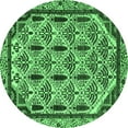 thumbnail image 1 of Ahgly Company Indoor Round Abstract Emerald Green Modern Area Rugs, 7' Round, 1 of 4